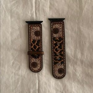 Tooled leather Apple Watch band 42/44 mm